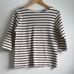 L.L. Bean Black and White Striped 3/4 Sleeve Tee